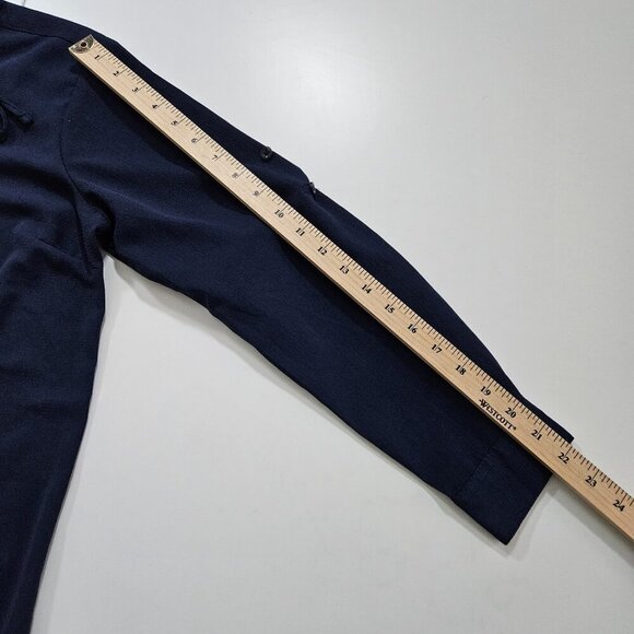 International INC Company Top Womens L Navy LS Criss Cross Ties Crepe Whimsigoth - Picture 6 of 14